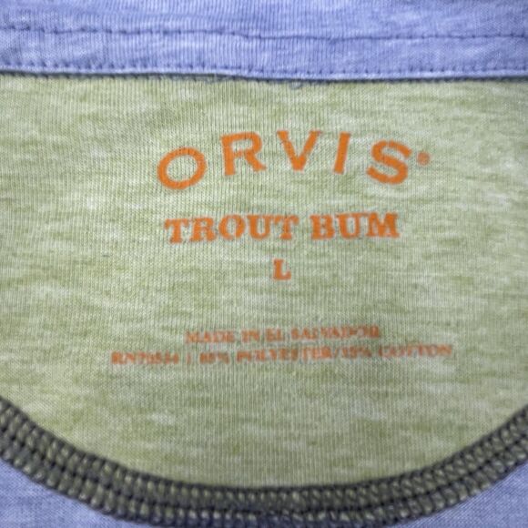 Orvis Trout Bum 1/4 Zip Shirt Mens Large Blue Long Sleeve Pullover Fishing - Picture 4 of 8